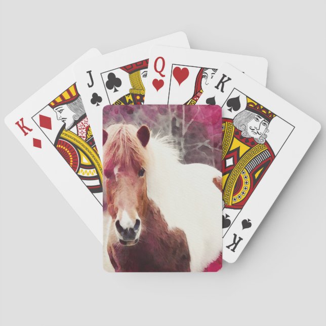 Beautiful Icelandic Pony playing poker cards (Back)
