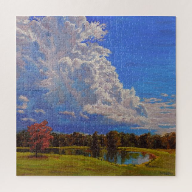 Beautiful Illinois Farm Scene with Big Clouds Jigsaw Puzzle (Vertical)