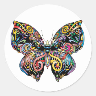 Beautiful illustrated Butterfly Classic Round Sticker