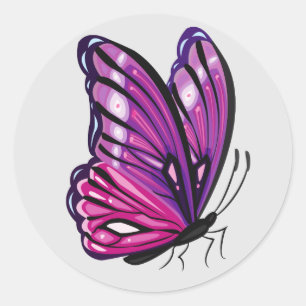 Beautiful illustrated Butterfly Classic Round Sticker