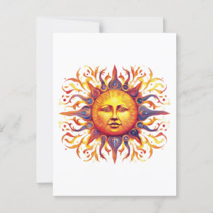Beautiful Illustrated Sun Postcard