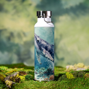 Beautiful Impasto Whale Oceanic Illustration Water Bottle