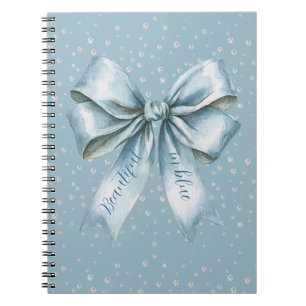 Beautiful in Blue Bow Faux Diamonds Notebook