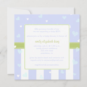 Beautiful in Blue Little Hearts baby shower Invitation