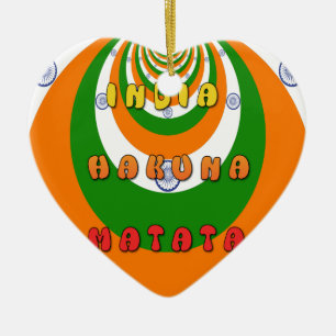 Beautiful India National Flag Colours Hakuna Matat Ceramic Tree Decoration