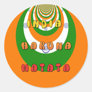 Beautiful India National Flag Colours Hakuna Matat Classic Round Sticker