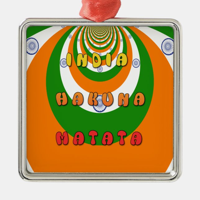 Beautiful India National Flag Colours Hakuna Matat Metal Tree Decoration (Front)