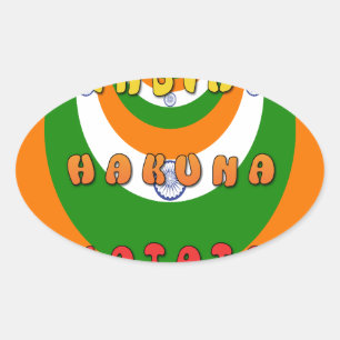 Beautiful India National Flag Colours Hakuna Matat Oval Sticker