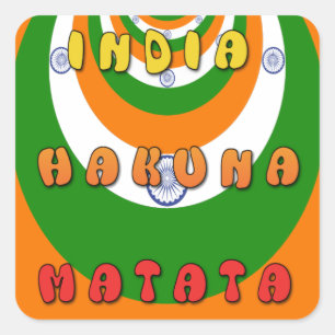 Beautiful India National Flag Colours Hakuna Matat Square Sticker