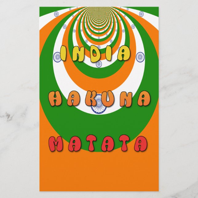 Beautiful India National Flag Colours Hakuna Matat Stationery (Front)
