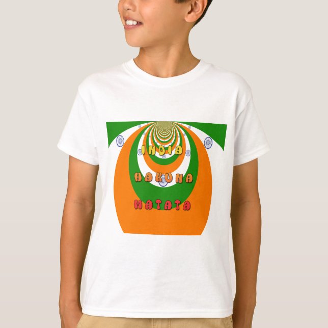 Beautiful India National Flag Colours Hakuna Matat T-Shirt (Front)