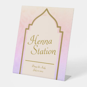 Beautiful Indian Arabian Nights Henna Station Pedestal Sign