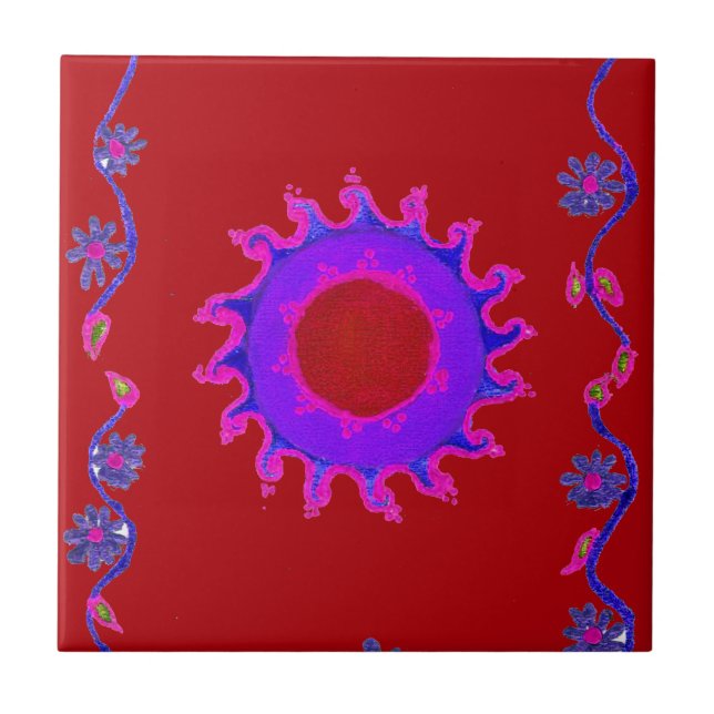 Beautiful Indian Motif Mehndi Art Design Tile (Front)