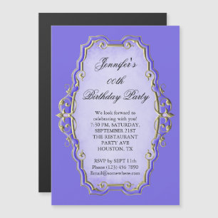 Beautiful Indigo Antique Frame & Diamonds Birthday Magnetic Invitation