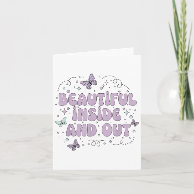 Beautiful Inside And Out Cute Butterfly Lavender S Card (Front)