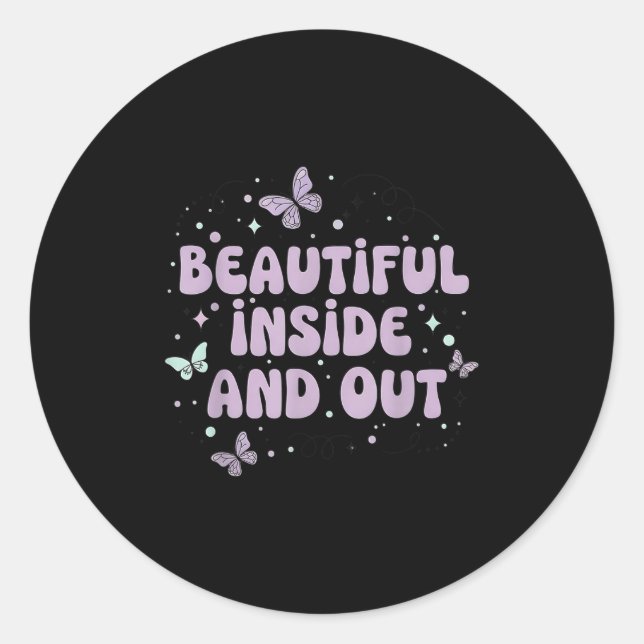 Beautiful Inside And Out Cute Butterfly Lavender S Classic Round Sticker (Front)