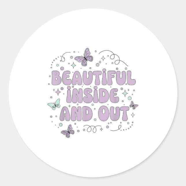 Beautiful Inside And Out Cute Butterfly Lavender S Classic Round Sticker (Front)