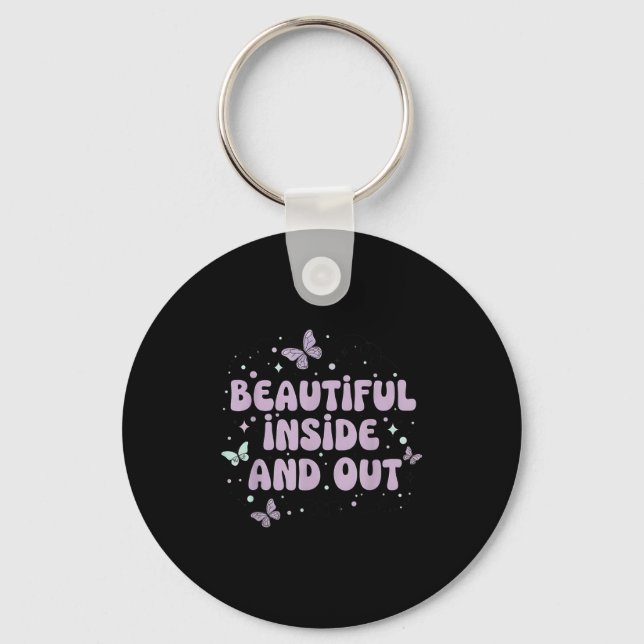 Beautiful Inside And Out Cute Butterfly Lavender S Key Ring (Front)