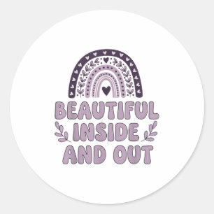 Beautiful Inside And Out Cute Rainbow Lavender Sel Classic Round Sticker