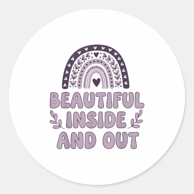 Beautiful Inside And Out Cute Rainbow Lavender Sel Classic Round Sticker (Front)