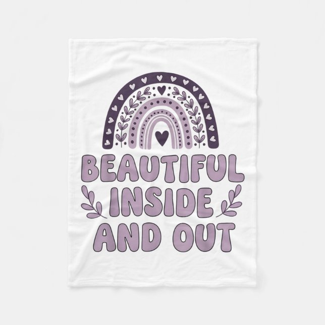 Beautiful Inside And Out Cute Rainbow Lavender Sel Fleece Blanket (Front)