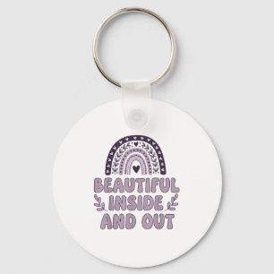 Beautiful Inside And Out Cute Rainbow Lavender Sel Key Ring