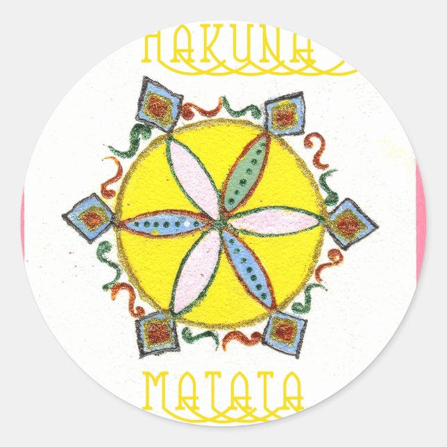 Beautiful Inspirational Star Floral Vector Pattern Classic Round Sticker (Front)