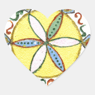 Beautiful Inspirational Star Floral Vector Pattern Heart Sticker