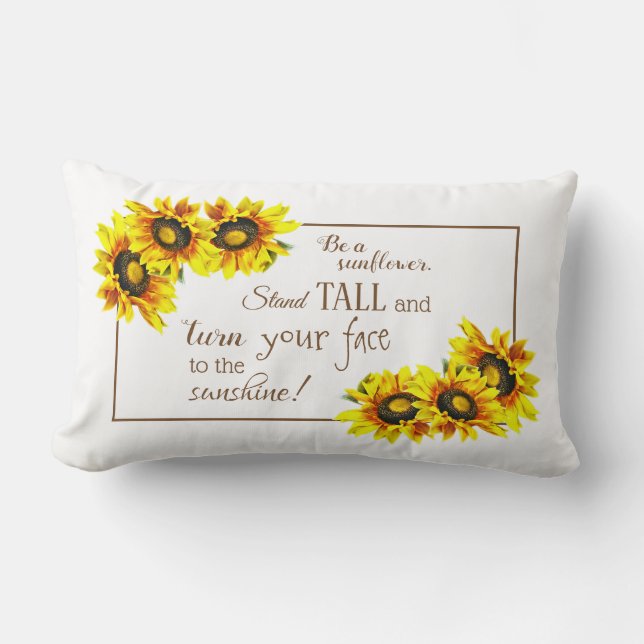 Beautiful Inspirational Sunflower Lumbar Pillow (Front)