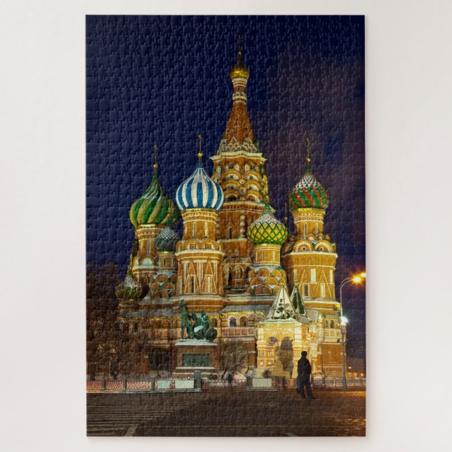 Beautiful Intercession Cathedral Moscow at Night Jigsaw Puzzle (Vertical)