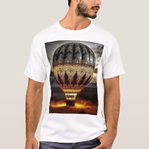 Beautiful Intricate Hot Air Balloon In Mountains T-Shirt