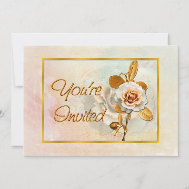 Beautiful Invitation With Rose (Front)
