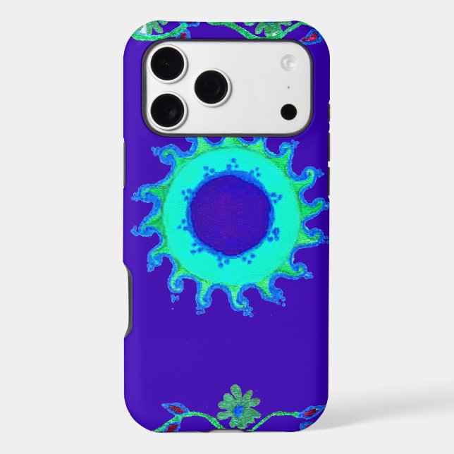 Beautiful Iridescent Blue Floral Art Oil Painting  (Back)