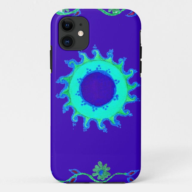 Beautiful Iridescent Blue Floral Art Oil Painting  Case-Mate iPhone Case (Back)