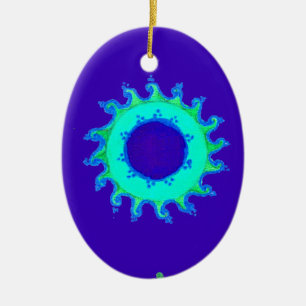 Beautiful Iridescent Blue Floral Art Oil Painting Ceramic Tree Decoration