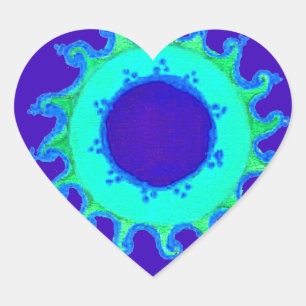 Beautiful Iridescent Blue Floral Art Oil Painting  Heart Sticker