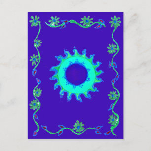 Beautiful Iridescent Blue Floral Art Oil Painting  Postcard