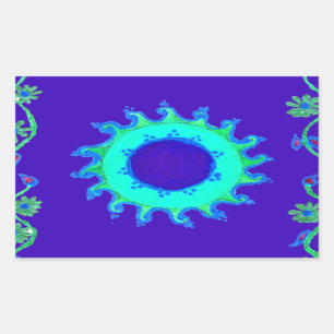 Beautiful Iridescent Blue Floral Art Oil Painting  Rectangular Sticker