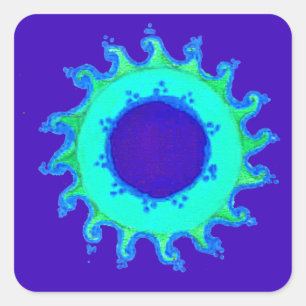 Beautiful Iridescent Blue Floral Art Oil Painting  Square Sticker