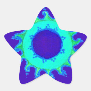 Beautiful Iridescent Blue Floral Art Oil Painting  Star Sticker