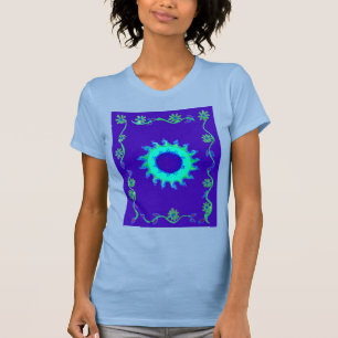 Beautiful Iridescent Blue Floral Art Oil Painting T-Shirt