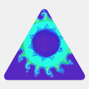 Beautiful Iridescent Blue Floral Art Oil Painting  Triangle Sticker