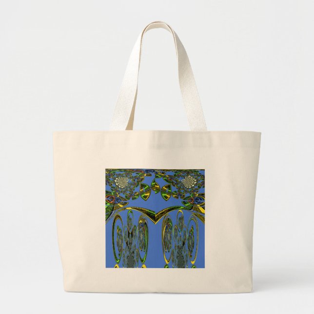 Beautiful Iridescent bluebirds design Large Tote Bag (Front)