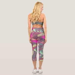 Beautiful Iridescent Leaves Pattern Capri Leggings