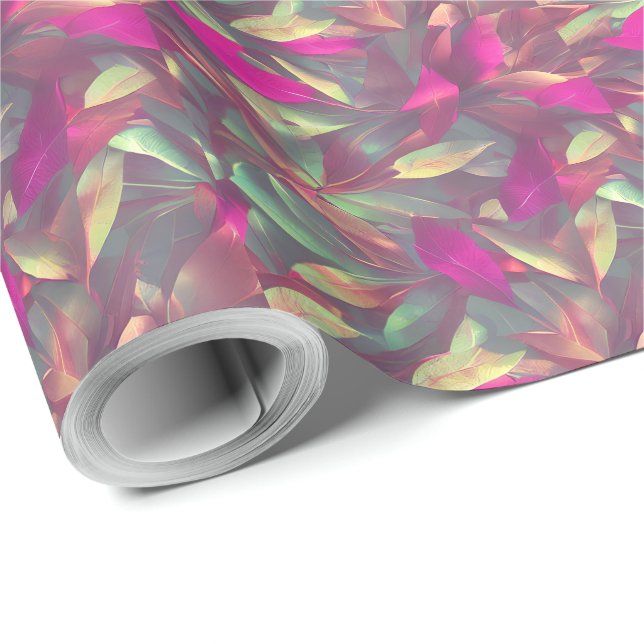 Beautiful Iridescent Leaves Pattern  Wrapping Paper (Roll Corner)