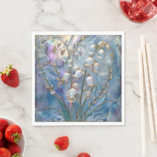 Beautiful Iridescent Lily of Valley Embossed Glass Napkin
