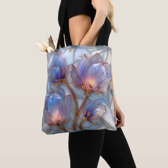 Beautiful Iridescent Sun Lit Floral Tote Bag (Close Up)