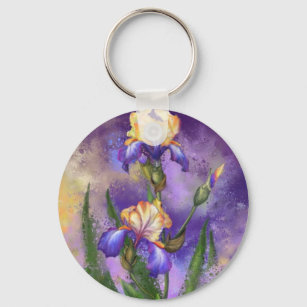 Beautiful Iris Flower - Migned Art Painting Key Ring