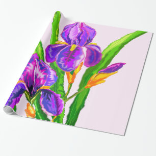 Beautiful Iris Flower - Spring - Drawing Wrapping Paper