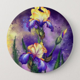 Beautiful Iris Flower - Watercolor Painting Art 10 Cm Round Badge